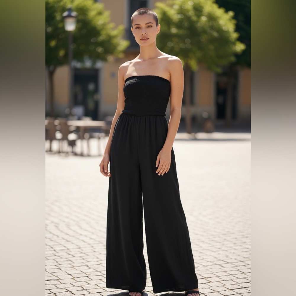 Elegant Black Strapless Jumpsuit